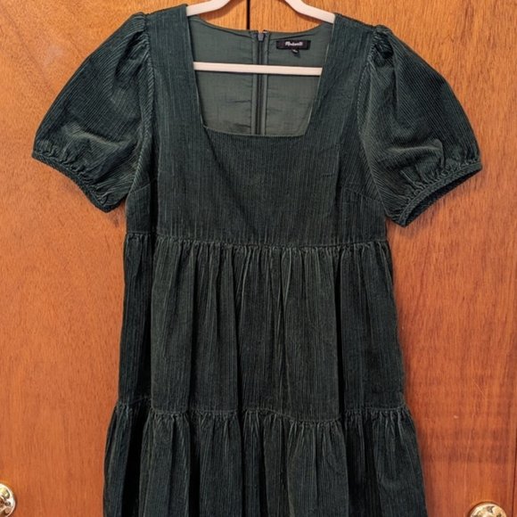 Madewell Corduroy Aidy Square-Neck Tiered Mini Dress - Picture 1 of 3